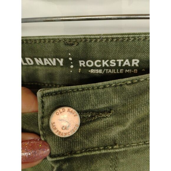 Old Navy Rockstar Distressed skinny Jeans Green Mid-Rise Stretch size 8 - Picture 2 of 9